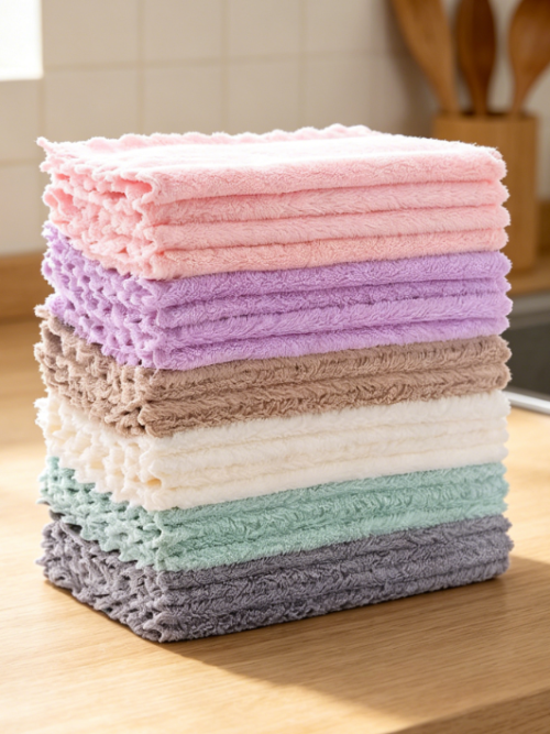Super absorbent coral fleece kitchen cloth