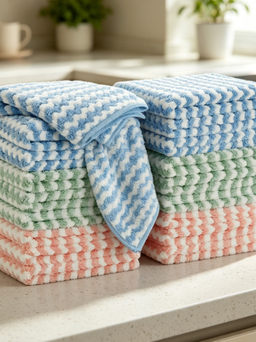 Microfiber stain-removing kitchen cloth
